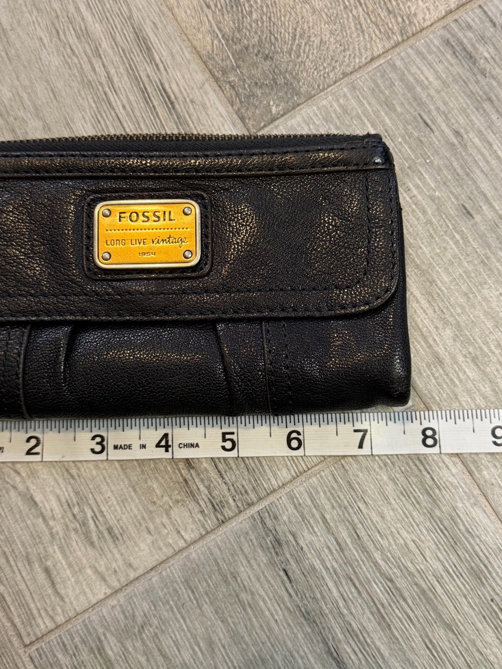 Vintage Fossil Emory Black Soft Leather Clutch Wallet Boho Cottagecore - Picture 7 of 7